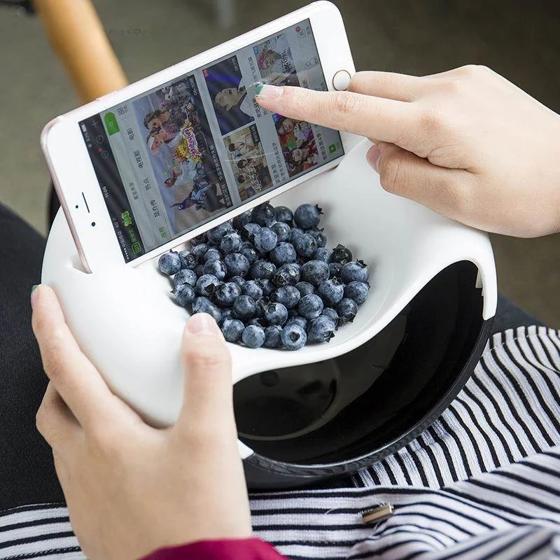 

Chinese Style Plastic Fruit Tray Snack Storage Box Mobile Phone Stand Lazy Person's Perfect Tool for Watching TV Shows
