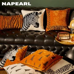 NAPEARL Print Cushion Cover Horse Pattern Linen Home Bed Cushions Covers Cartoon Pillow Case For Living Room Bedroom 45x45 30x50