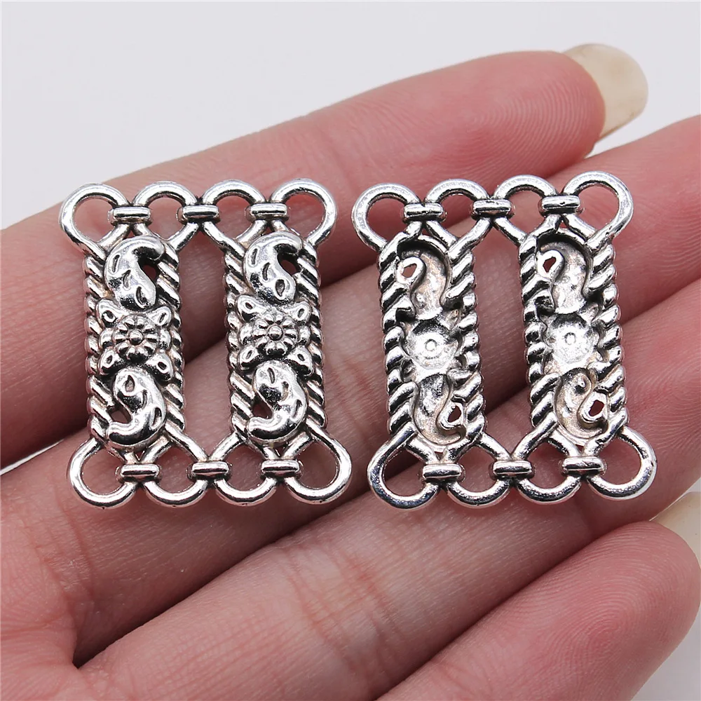 5pcs 25*30MM  Flower Porous Connector Zinc Alloy Retro Pendants Connectors