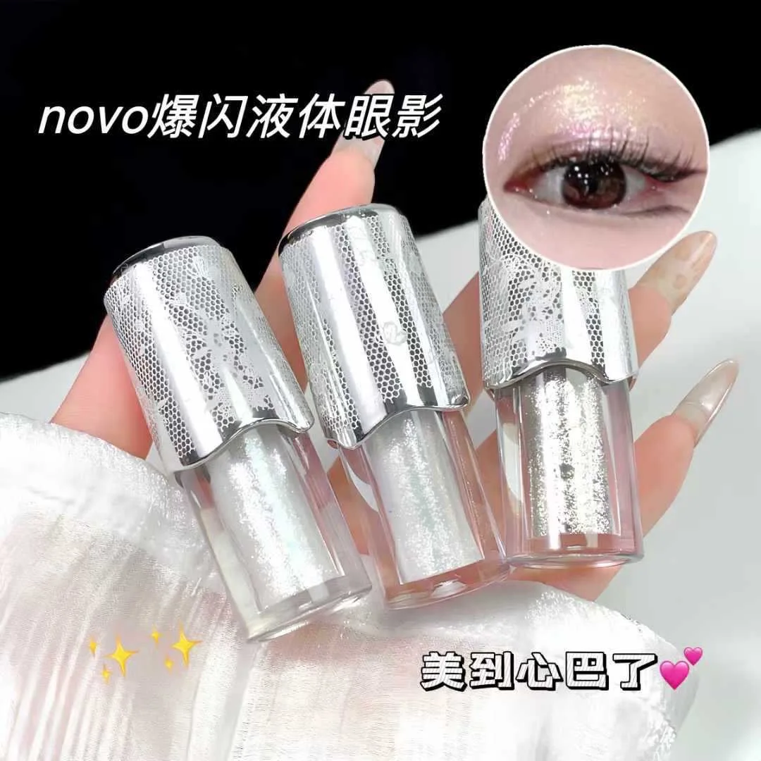 

novo Glitter Liquid Eyeshadow Highlighter 3 Colors Shimmer Brighten Long-lasting Lightweight Silkworm Matte Eye Shadow Makeup