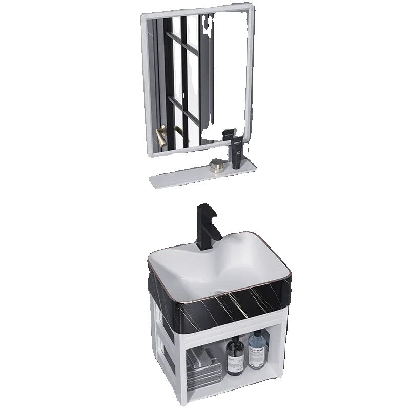 

Small apartment, wall-mounted washbasin, waterproof, aluminum frame, ceramic washbasin