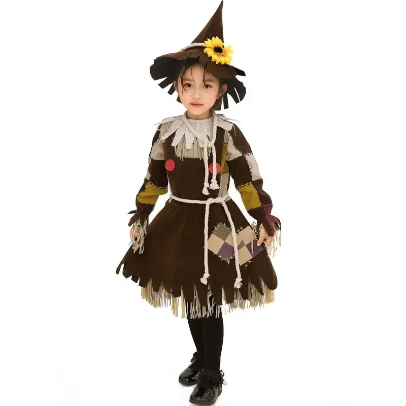ひまわり甘いサッシ衣装子供カボチャパッチハロウィンわらコスプレ衣装女性女の子カーニバルファンシードレスアップ