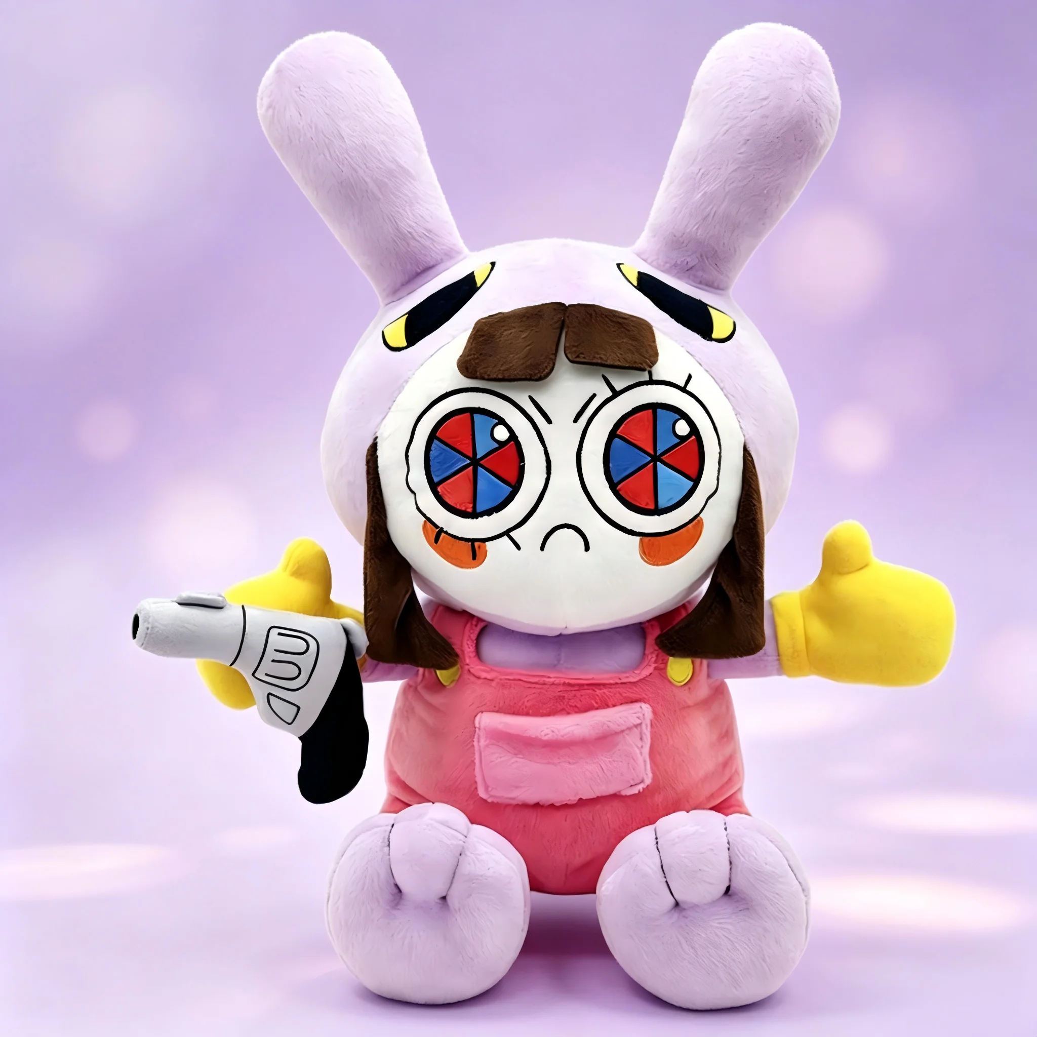 25CM Funny Maid Jax Plush Rabbit Doll Holding Gun Soft Stuffed Animal Amazing Digital Doll Circus Cartoon Toy For Kids Gift image 3