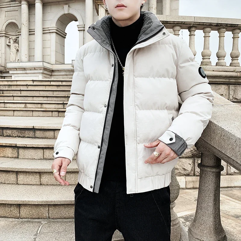 

Зимние утолщенные теплые повседневные мужские парки, модные ветрозащитные мужские уличные пальто с воротником-стойкой, удобные хлопковые пальто для мужчин