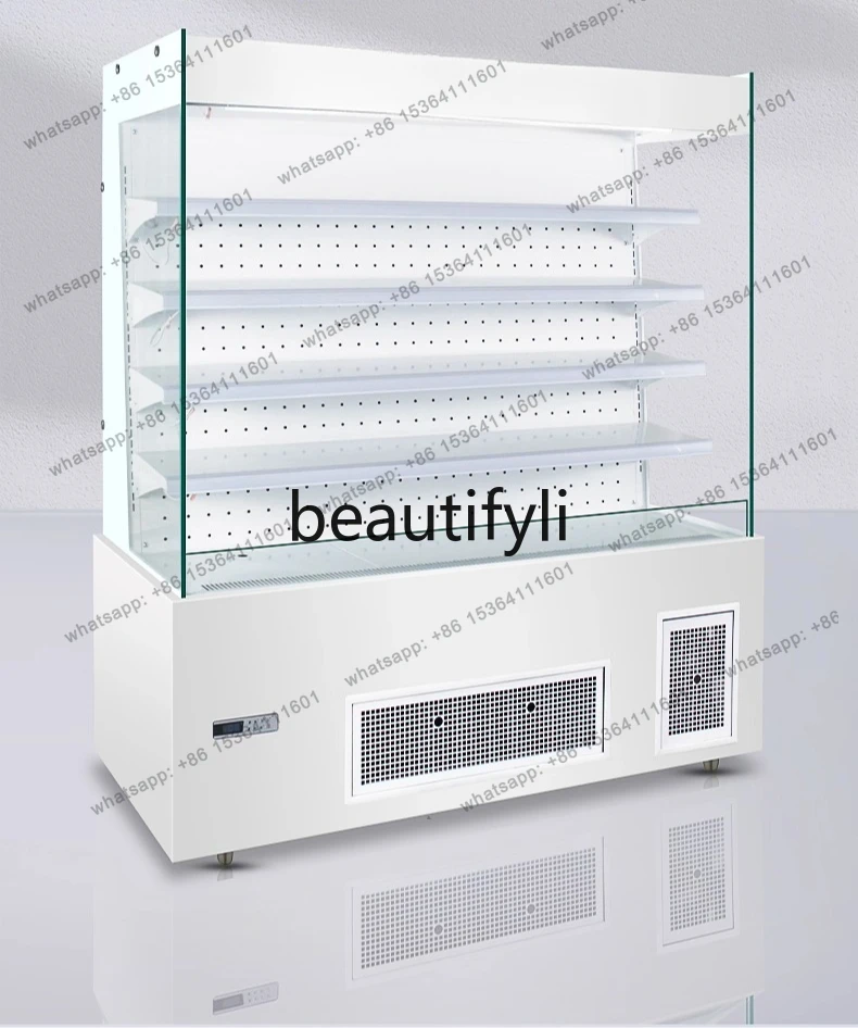 

open type, cake and beverage refrigerated display cabinet vertical type, fresh-keeping air curtain cabinet large capacity