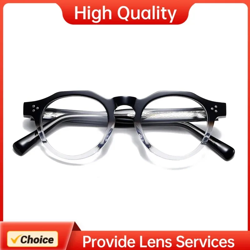 

Двухцветная оправа для очков ручной работы из ацетата для мужчин и женщин, винтажная оправа для очков из чистого титана 516