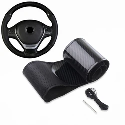 Car Sports Steering Wheels Wheel Cover 38CM Carbon Fiber Steeringwheel Cover Luxury Crystal Leather Steering Wheel Braids
