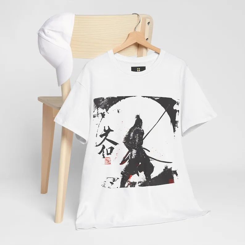 Japanese samurai t shirt, cotton unisex tee, inspired by ancient prints, great for martial arts fans, yoga or just casual wear g