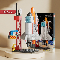 107 Piece DIY Building Blocks Space Rocket Craft Launch Center Base Puzzle Model Assembling Bricks Small Set Education Boys Toy