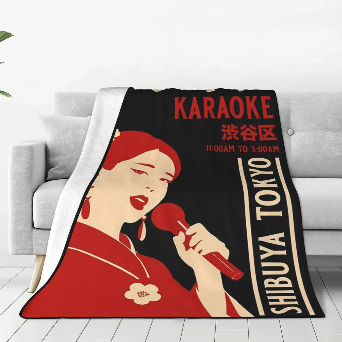 Karaoke Shibuya Tokyo Blankets Fleece Portable Sofa Throw Blankets For Couch Bedding Travel Throws Bedspread Quilt