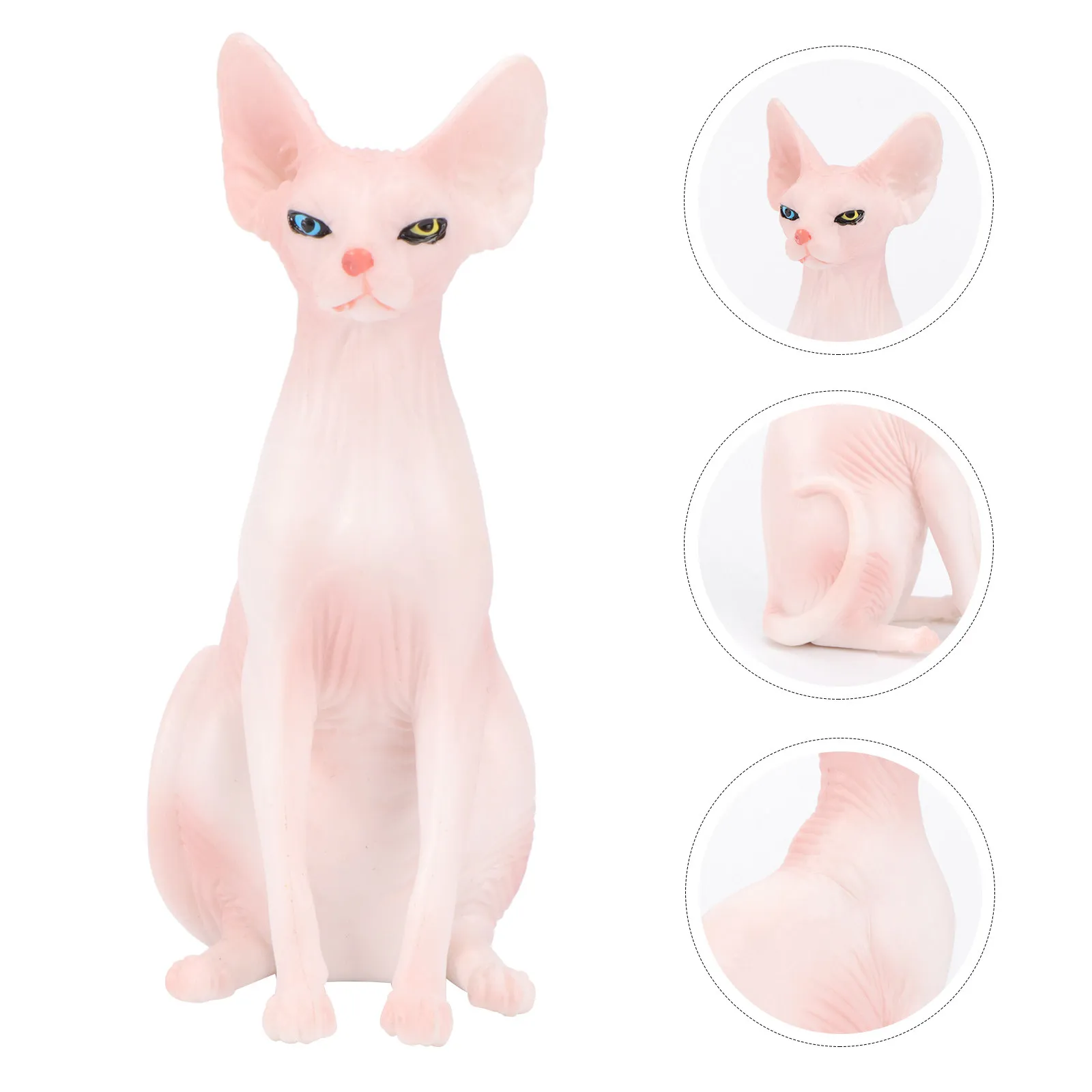 1Pcs Hairless Cat Simulation Solid Static Adornment Desktop Ornamental Cute Animal Decoration Educational Display