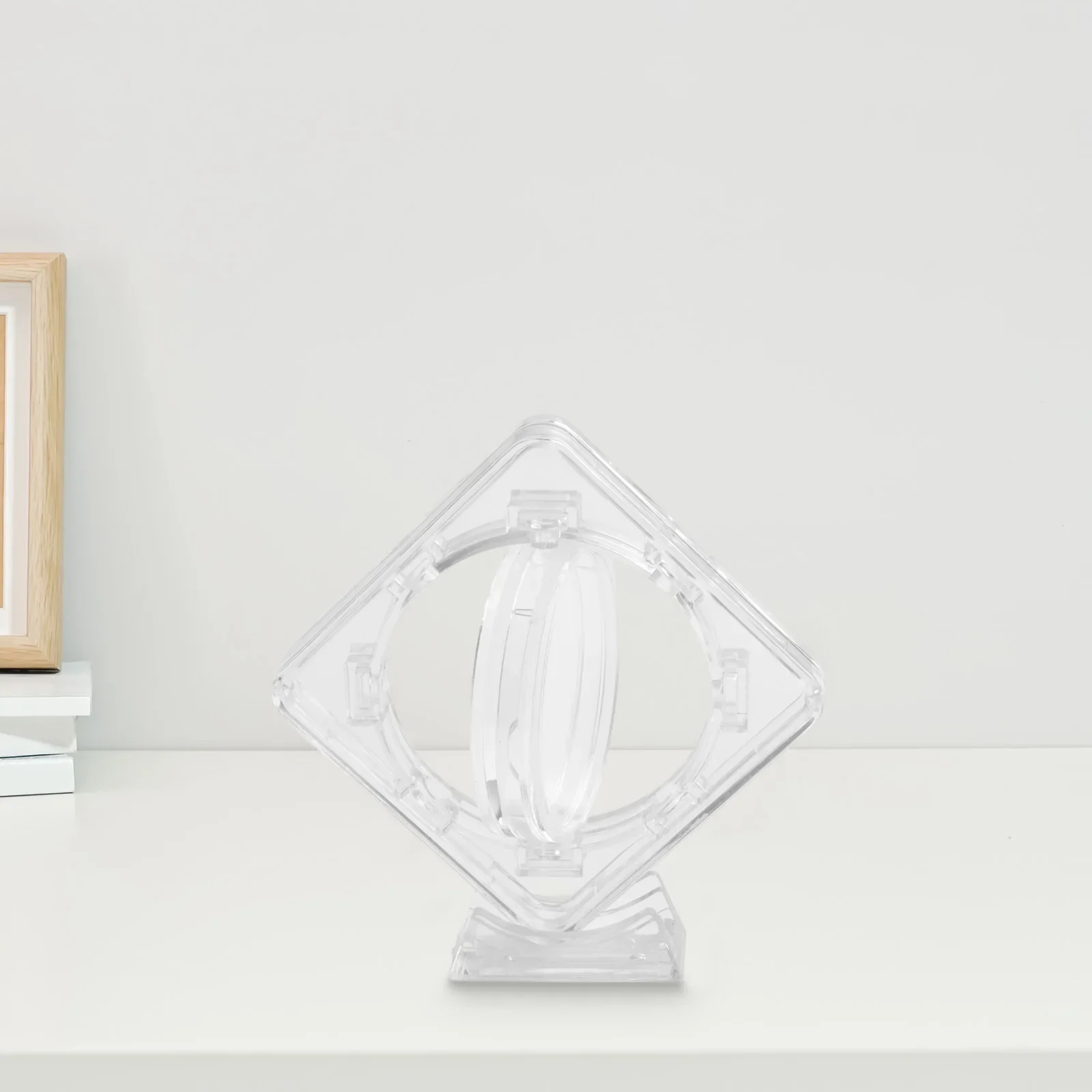 Case Box Acrylic Coin Storage Organization Rotating Bracket Transparent Without Inner Cushion 1 Pcs High Quality