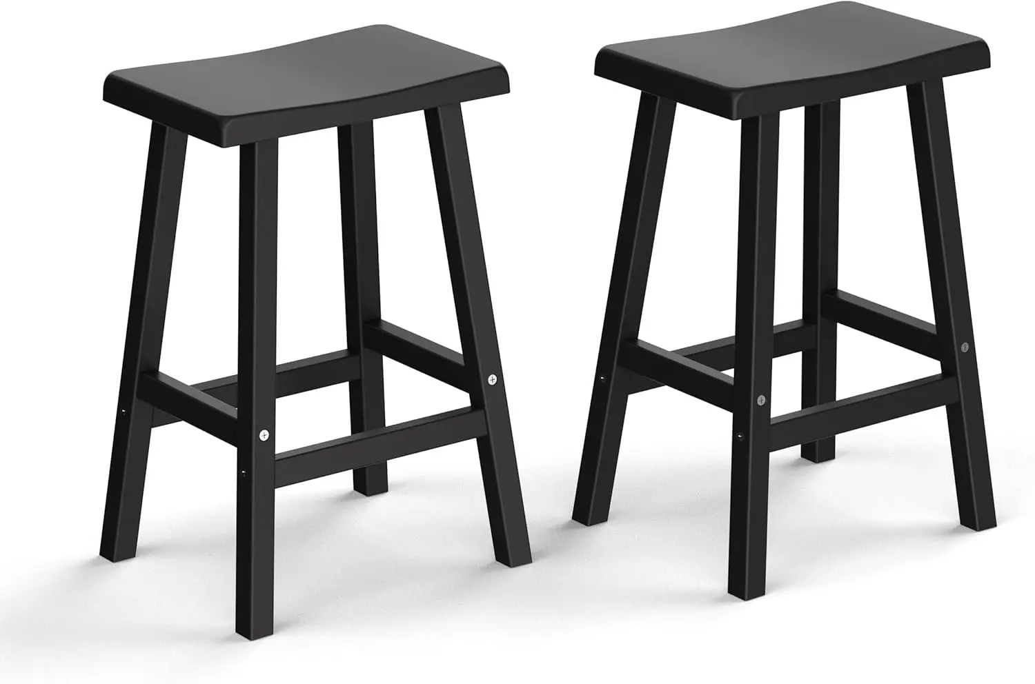 

Set of 2 Waterproof UV-Resistant Bar Stools, Durable Resin for Indoor Outdoor Use, Modern Design 24" Height