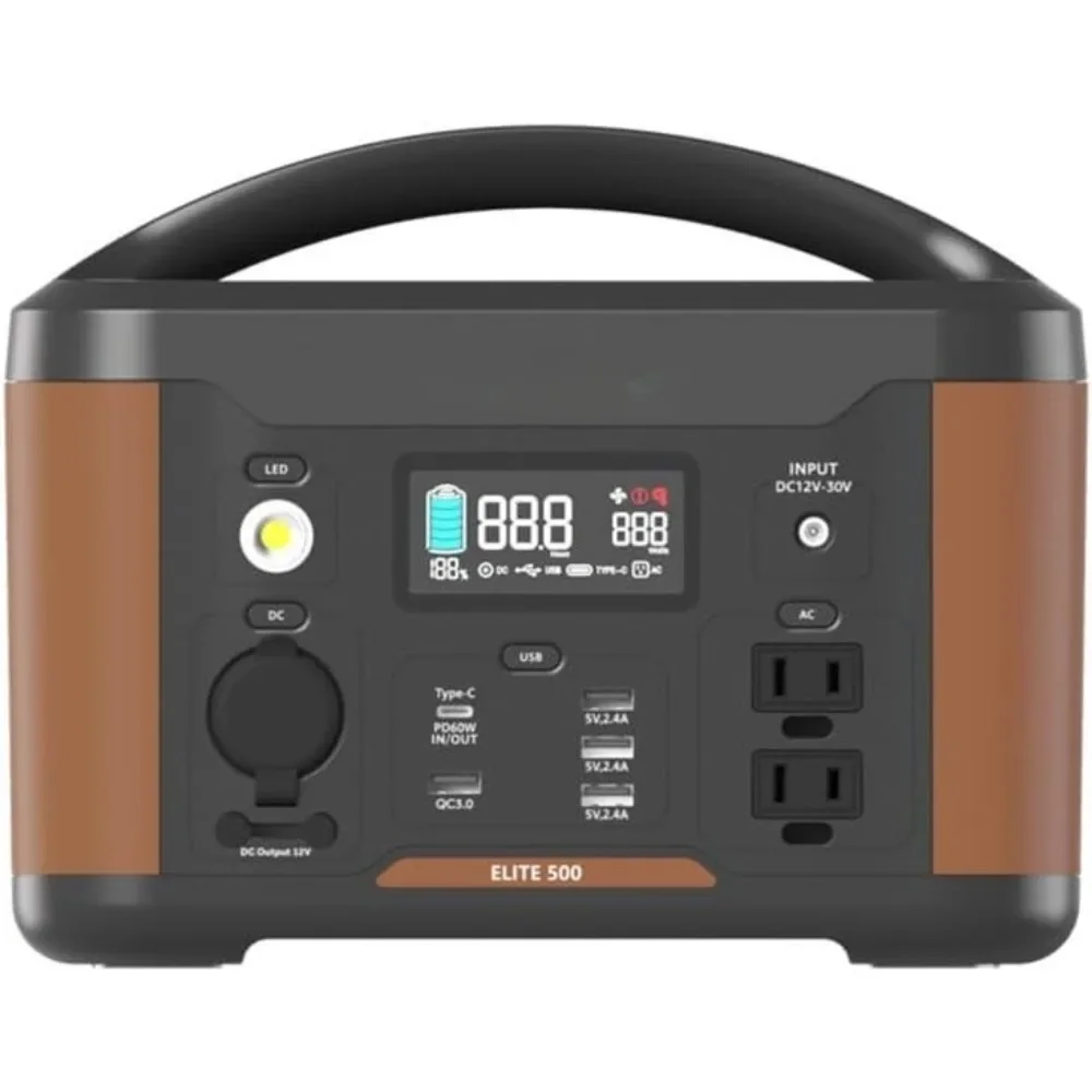 

500 Series 515Wh Lithium Battery Backup 120V/500W Pure Sine Wave AC Outlet Solar Generator (Solar Panel Not Included)