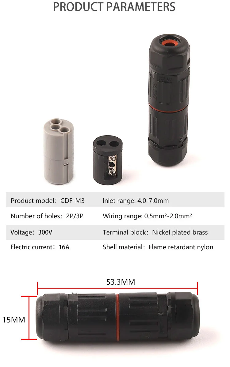 IP68 Waterproof Joint Wire Quick Connection Waterproof Connector 2/3 Pin Solder Less LED Lamp Terminal Wiring Outdoor Rainproof