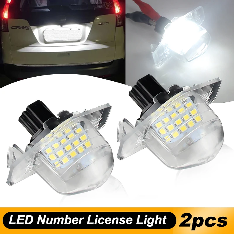 2pcs LED License Plate Lights Assembly for Honda Crv Fit Odyssey Jazz Hrv Frv CR-V Stream Number Lamp White 6000k 34101S60013