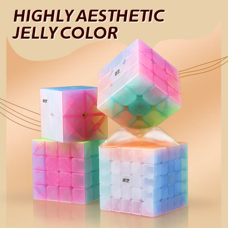 Qiyi هلام اللون مكعب 2x2 3x3 4x4 5x5 الهرم المهنية كوبو ماجيكو لغز لعبة للأطفال أطفال هدية لعبة