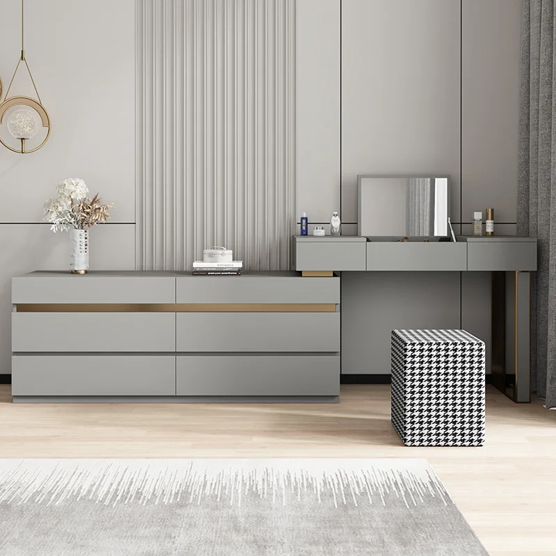 Nova cômoda de quarto integrada, moderna e simples, penteadeira flip