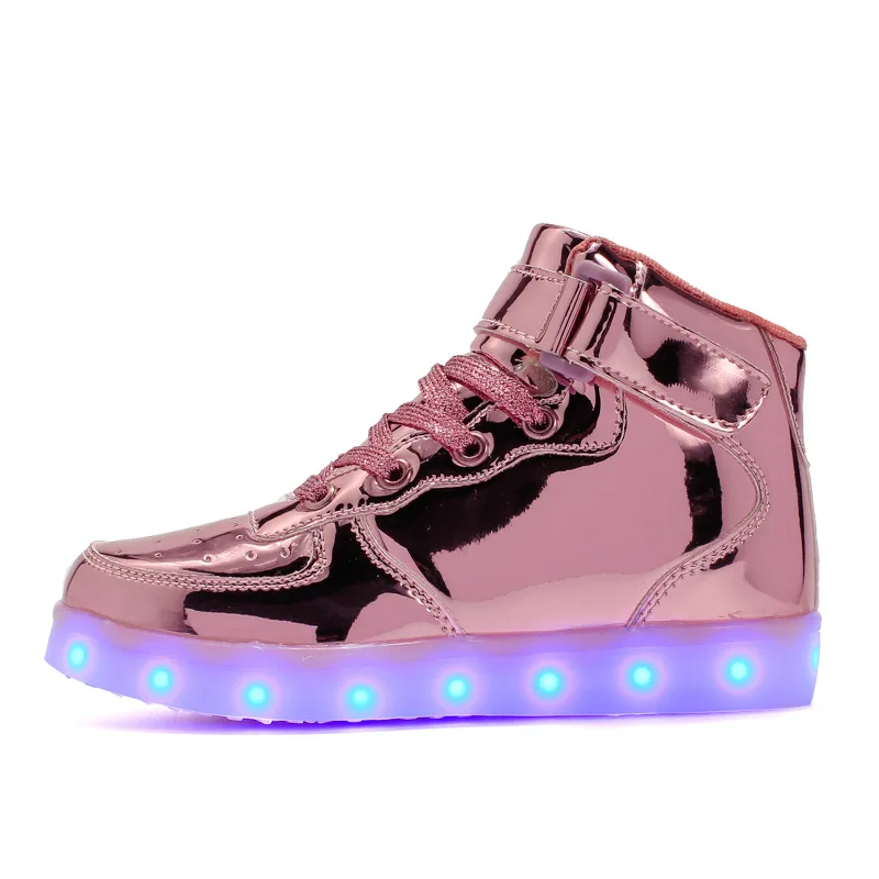 Kids Shoe Boy Neutral Fluorescent Sports Shoes Fashionabl High Top LED Rechargeable Luminous Shoe for Boys Girl Zapatos De Niña