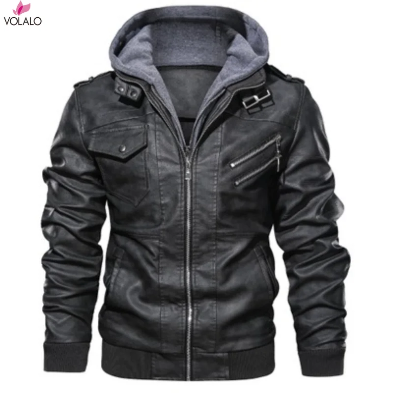 

VOLALO 2024 New Men's Leather Jackets Autumn Casual Motorcycle PU Jacket Biker Leather Coats Brand Clothing EU Size