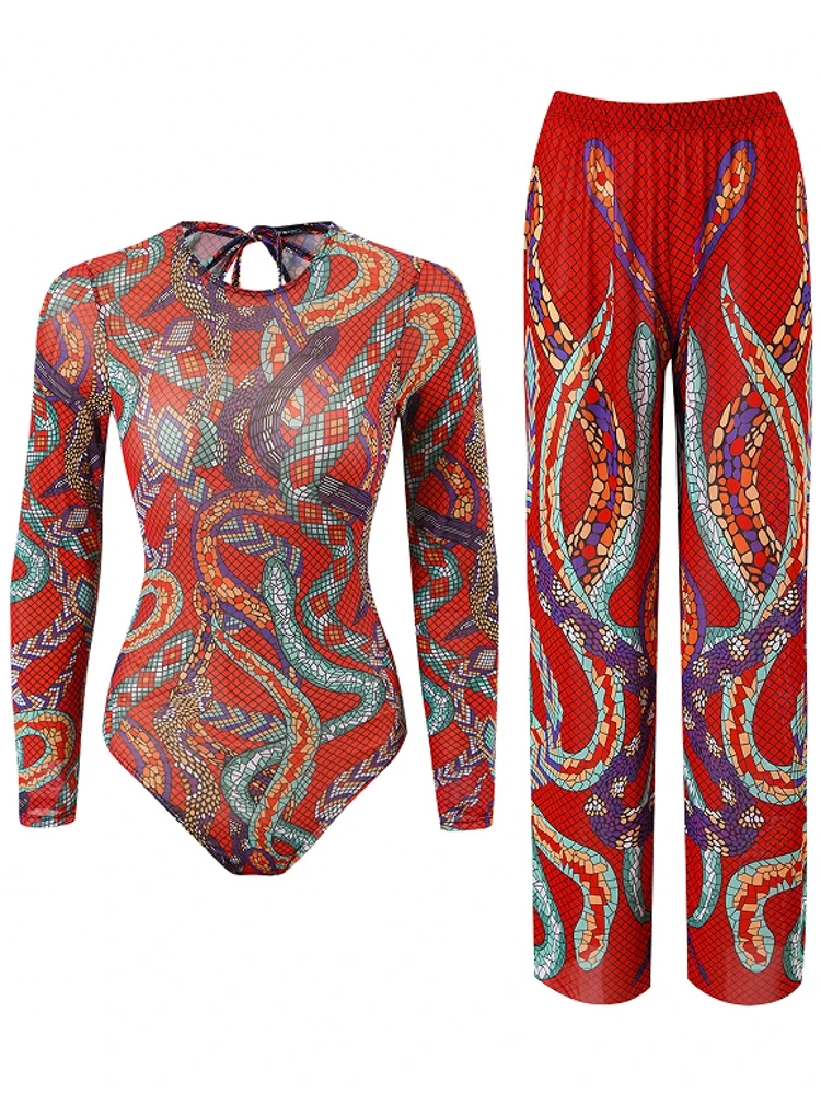 2 Piece Sets Mesh Swimwear And Panst Sexy Swimsuit Women Summer Bathing Suit Bikini Set Beach Cover Up Swimming Suit Купальник