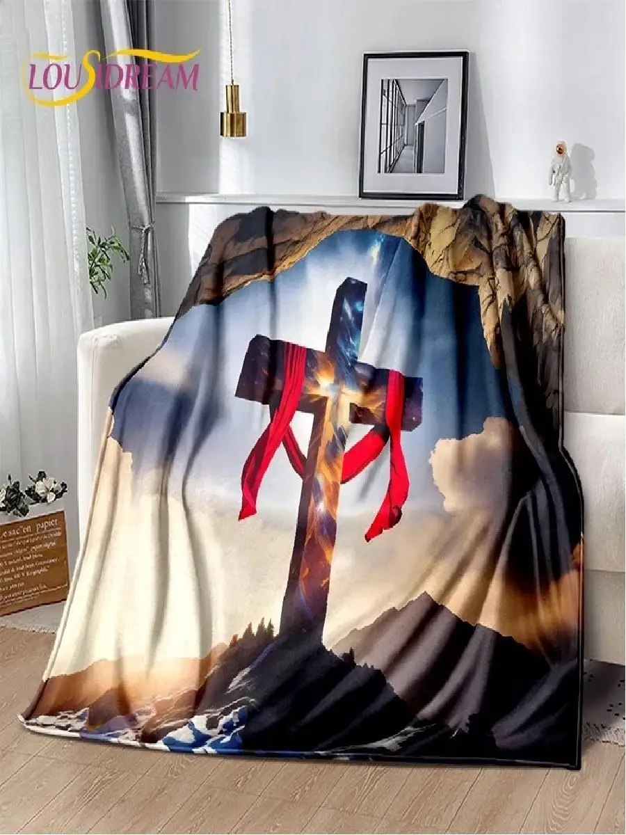 D Pray Holy Bible Cross Jesus Soft Flannel Throw Blanket for Bedroom Sofa Picnic Outdoor Leisure Nap Gift