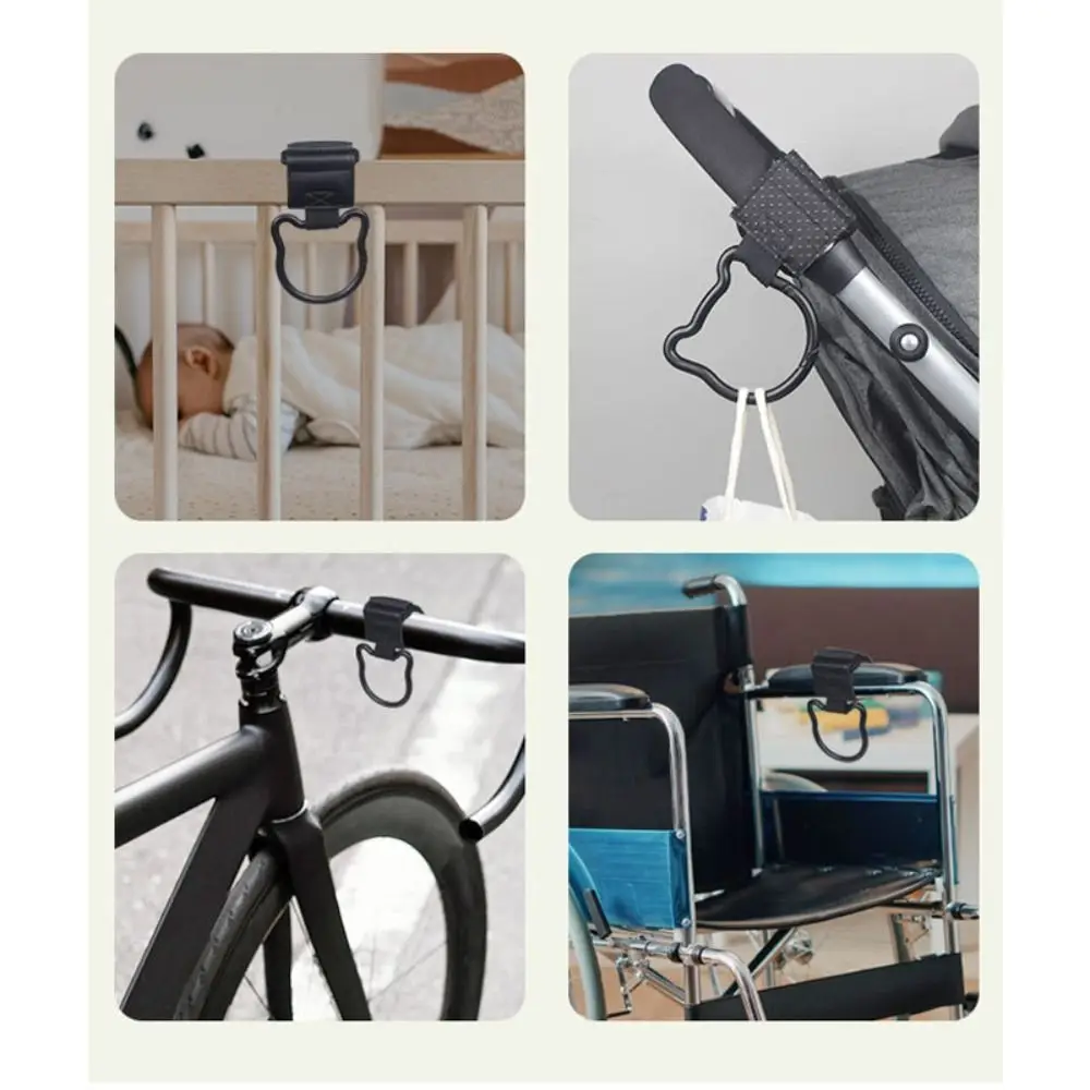 Creative Cartoon Bear Baby Stroller Hooks Solid Color PU Hanging Hook Stroller Accessories Cartoon Stroller Accessories Cartoon
