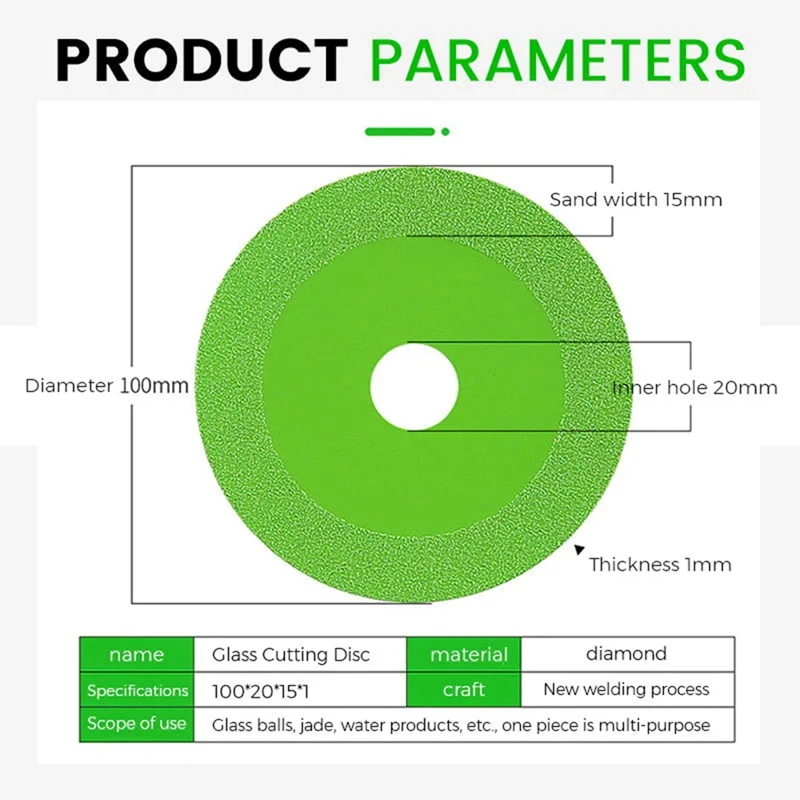 Promotion! Glass Cutting Disc Set With Adapter 10Cm Ultra-Thin Saw Blade Jade Crystal Grinding Chamfering Cutting Blade