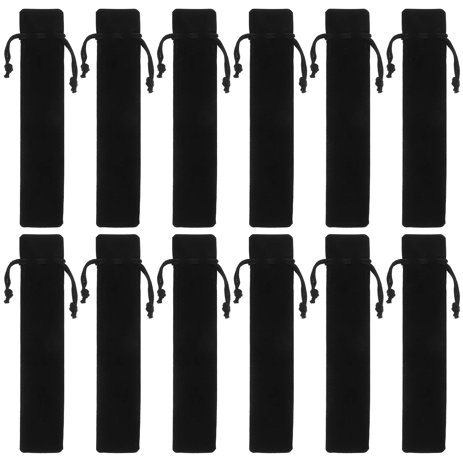 

20pcs Velvet Drawstring Pen Pouches Soft Wedding Bag Flannel Sleeves Large Capacity Stationery Case Black Packaging