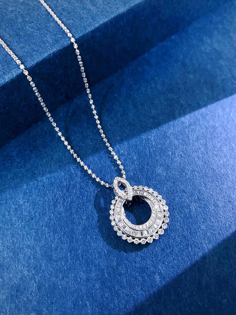 KUGG 100% colgante de oro blanco de 18 quilates diseño de lujo 1,0 quilates collar de diamante Natural Real colgante para mujer joyería de fiesta alta