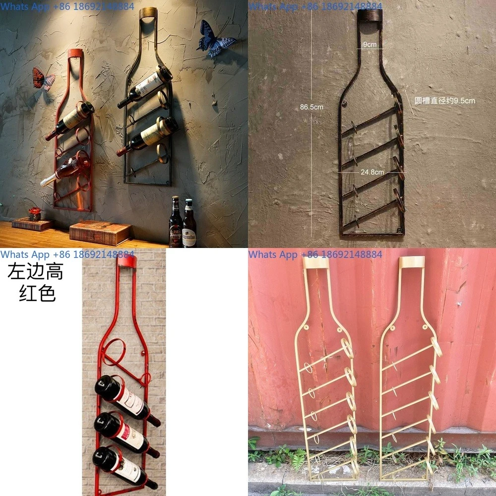 

Wine Rack Wall Mounted Iron Wine Holder Decorative Shelf for Home Bar Kitchen Storage