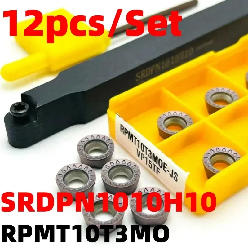 

SRDPN1010H10 Держатель токарного инструмента SRDCN Внешний держатель инструмента с ЧПУ + 10 шт. RPMT10T3MO Токарный инструмент Станок для резки металла