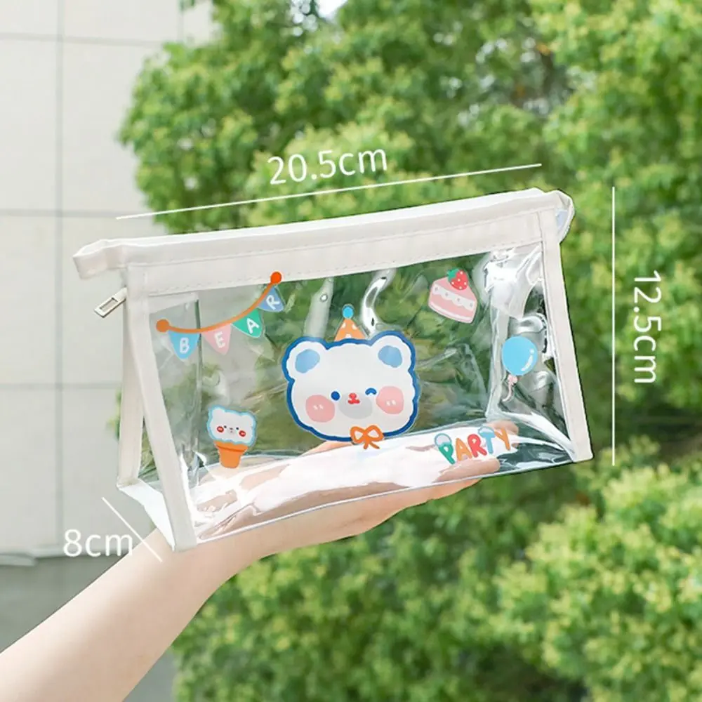 INS PVC Pen Bag Large Capacity Multifunctional Stationery Bag Transparent Makeup Bag Students