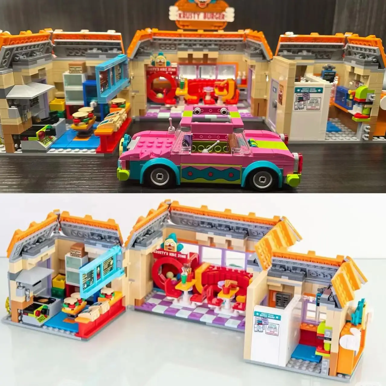 

In Stock Creative Street View The Simps: Burger Restaurants Kitchen Model Building Blocks Bricks Diy Educational Toys Gift 10352