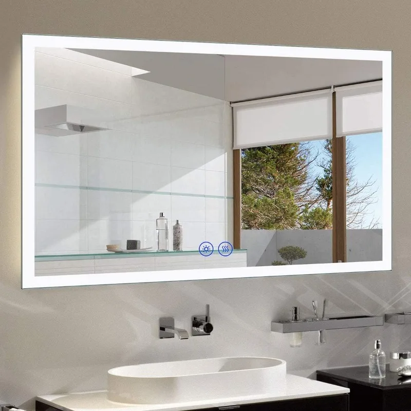 LED Bathroom Mirror with Lights, LED Lighted Bathroom Vanity Mirror, Led Mirror for Bathroom,Bluetooth Smart Miror, 55 x 36 Inch