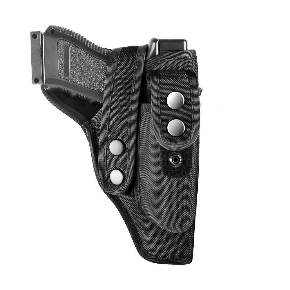 Universal Holster Gun Cover with Magazine Holder Left/Right Hand Pistol Holster Bag for Glock 17 19 26 43x Revolver Belt Pouch