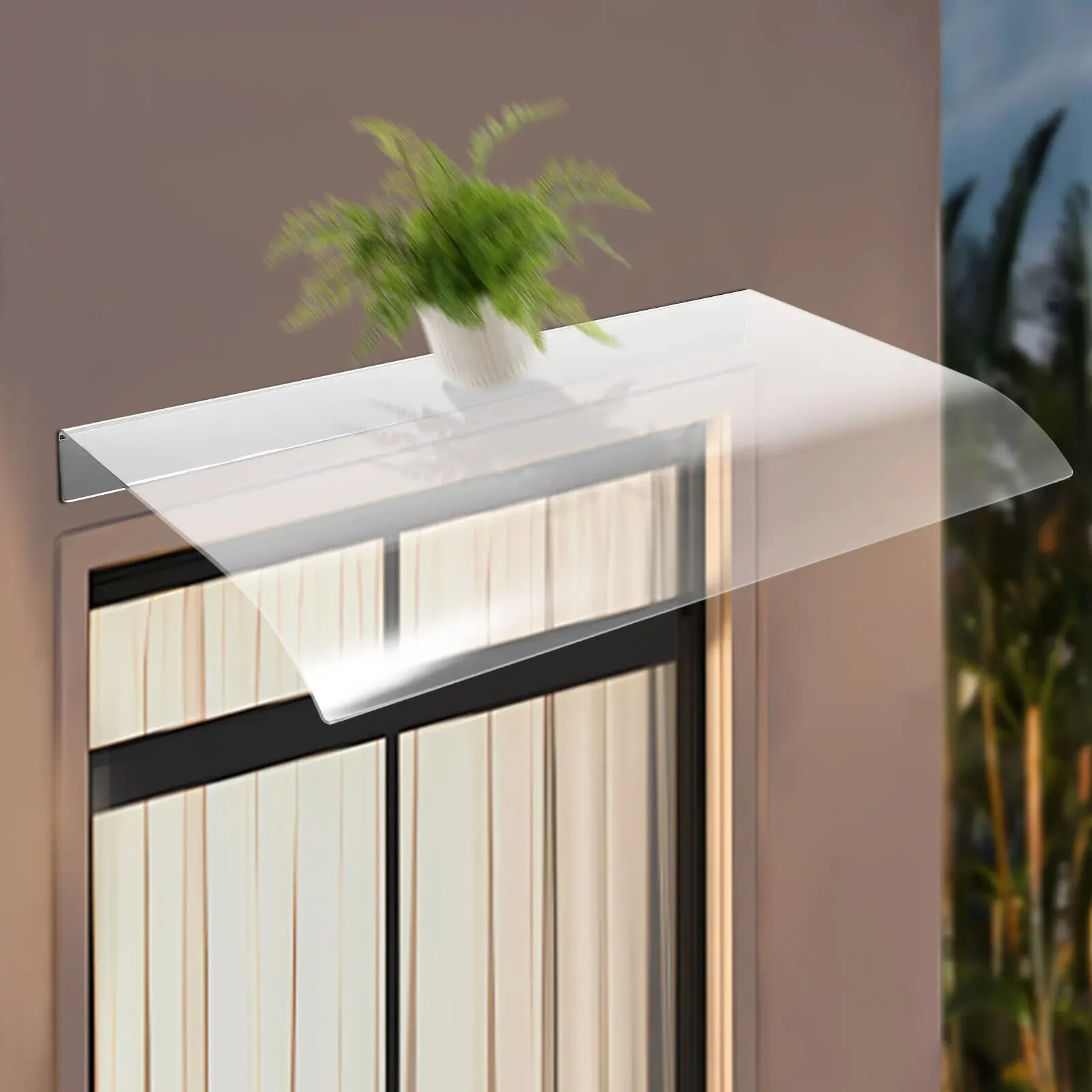 

3.5mm Clear PC Window Awning 80x50cm Rain Shelter Door Canopy UV Protection Weatherproof for House Apartment Balcony