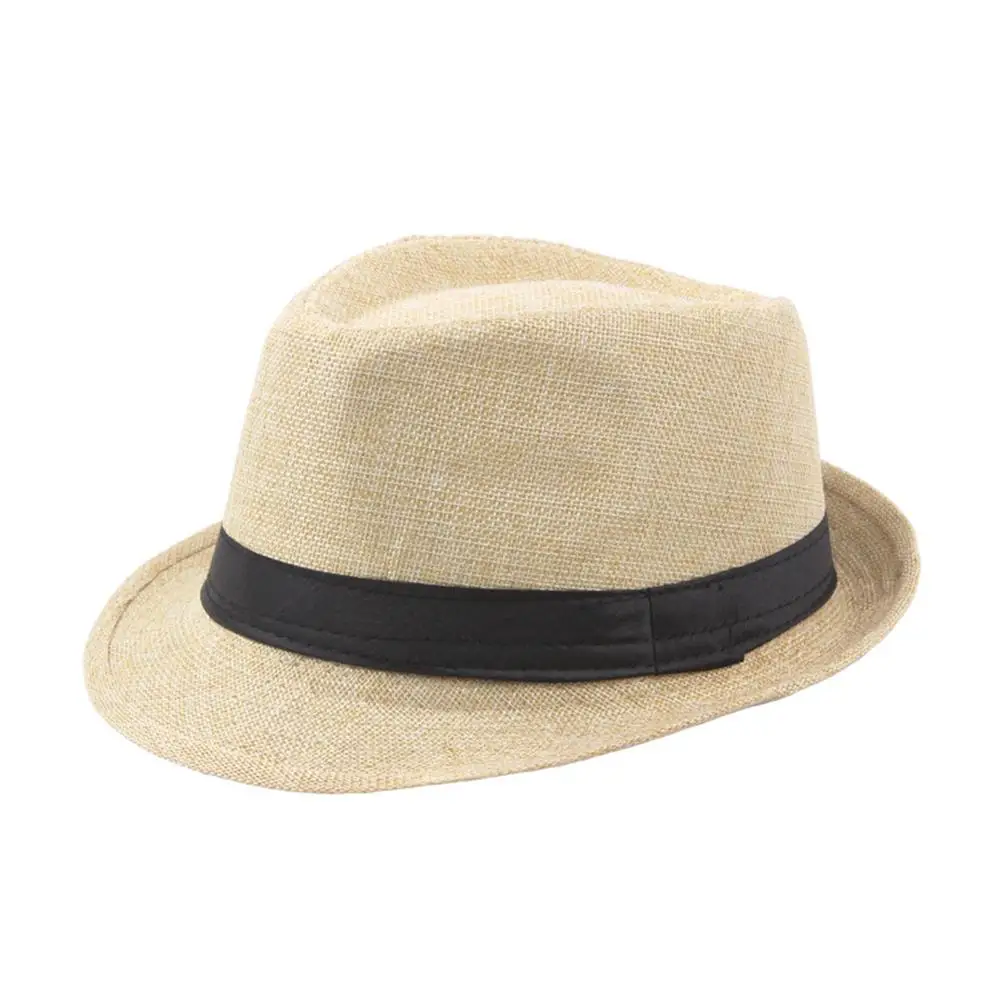 Fashion Jazz Hat Men Women Straw Hat Summer Beach Sun Hats Top Cap Fedoras Ribbon Casual Cowboy Jazz Cap Unisex Panama Hat