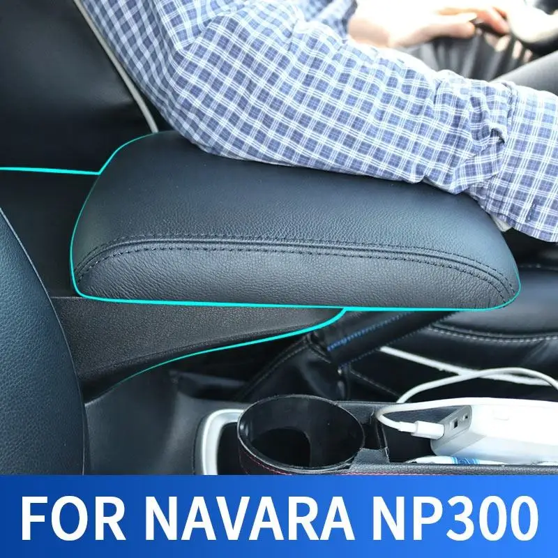 Leather Adjustable Armrest Cover For Terra For Navara NP300 D23 2015-2019 Car Console Lid Storage Cushion Pad