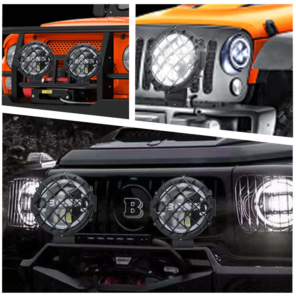 BOSS Wrangler 7-inch round light X-shaped with bracket and mesh motorcycle modification LED headlight off-road light spotlight