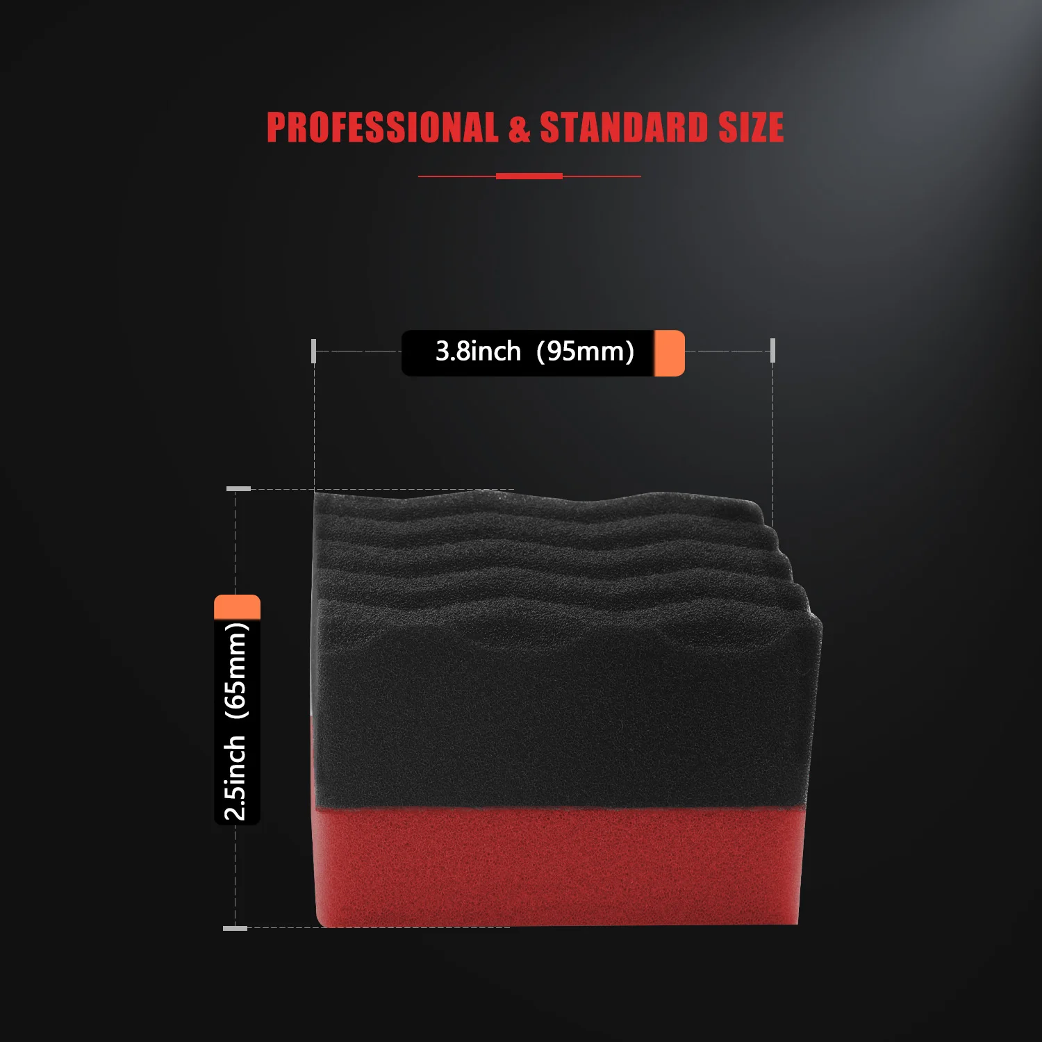 SPTA Black&Red Tire Gel Applicator Dressing Pad-1PACK，Car Detailing Foam Sponge Tire Cleaner Sponge Tire Dressing Applicator