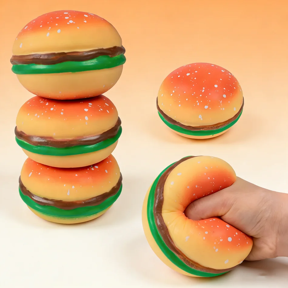 Needoh Divertido Juguete de Simulación de Hamburguesas de Rebote Lento, Accesorio Antiestrés, Juguetes para Aliviar el Estrés, Regalo de Oficina para Descomprimir y Apretar