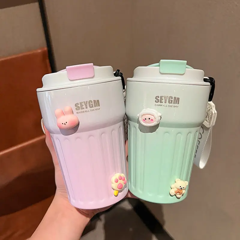 Portable Coffee Thermos with Lovely Gradient, Great for Girls, Couples, and Students to Keep Their Drink Fresh