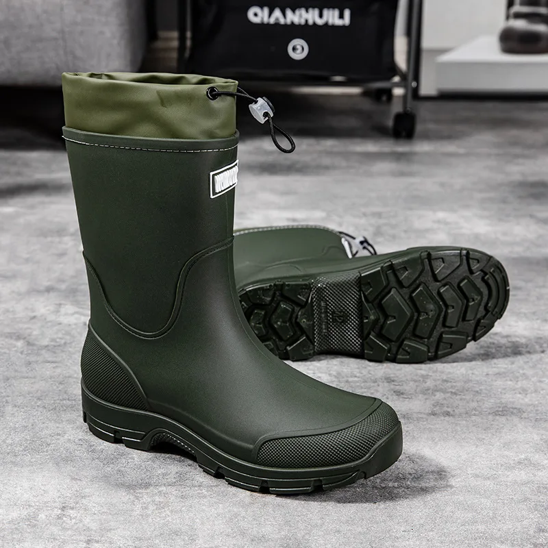 Thick-soled wear-resistant rubber shoes for men and women, mid-calf waterproof anti-slip fishing construction site rain boots view 3