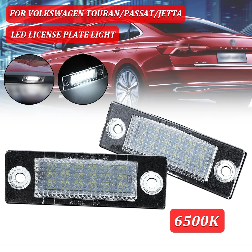 2Pcs LED License Number Plate Light With 18 LEDs 12V For VW Touran Golf Caddy Jetta MK5 T5 Passat Skoda Super 1