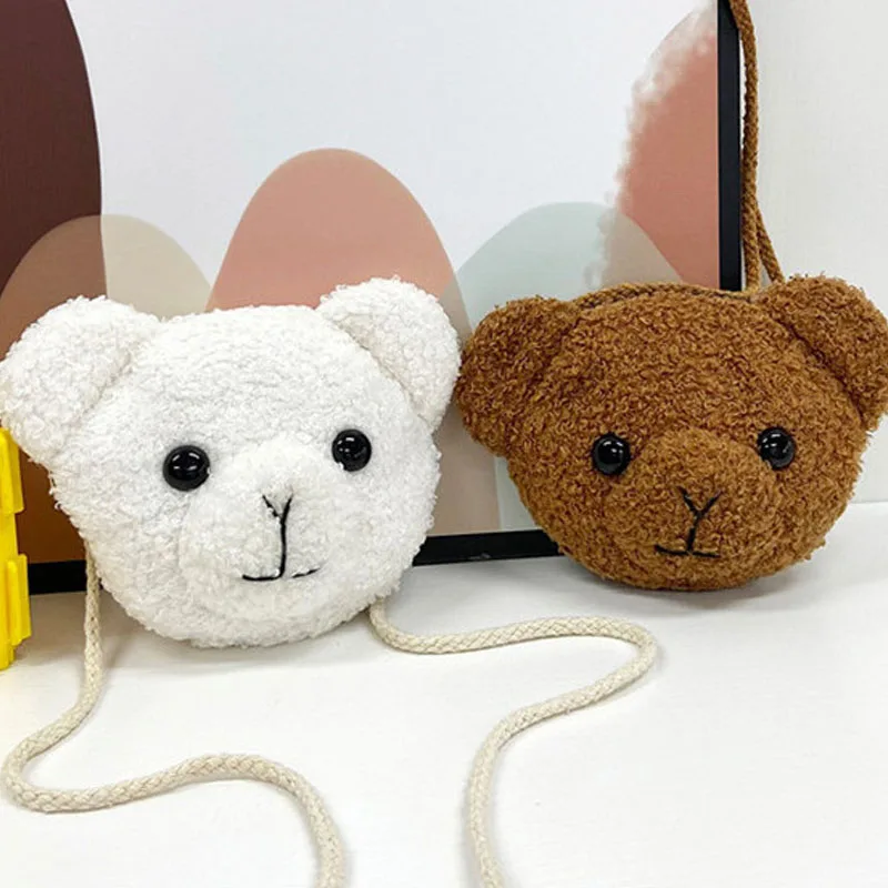 Sac à Dos Mignon en Forme d'Ours en Peluche pour Enfant, Sacoche Kawaii, Porte-Monnaie, Animaux en Peluche, pour Petite Fille