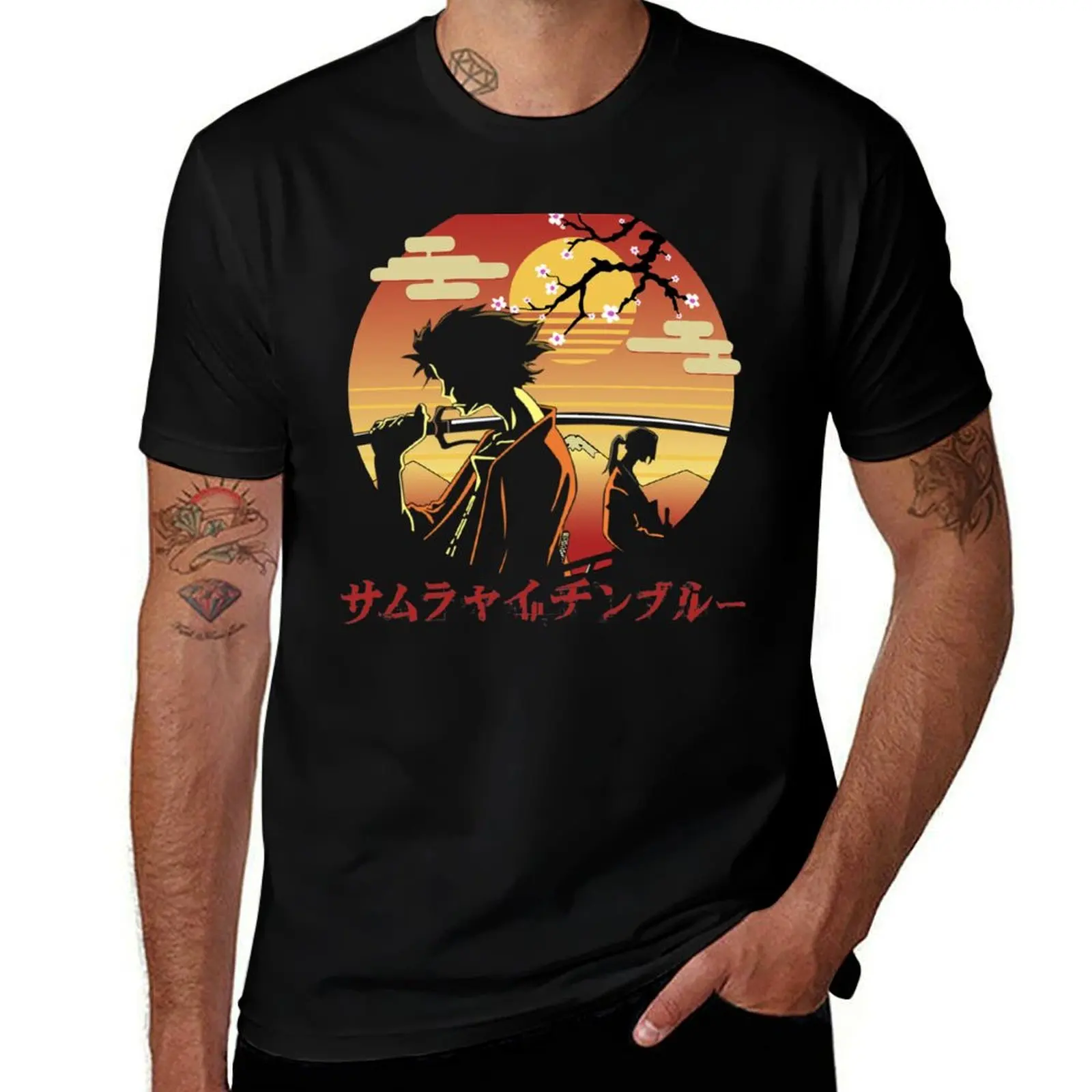 

Mugen And Jin Champloo Japanese Sunset T-Shirt customizeds sublime clothes for men