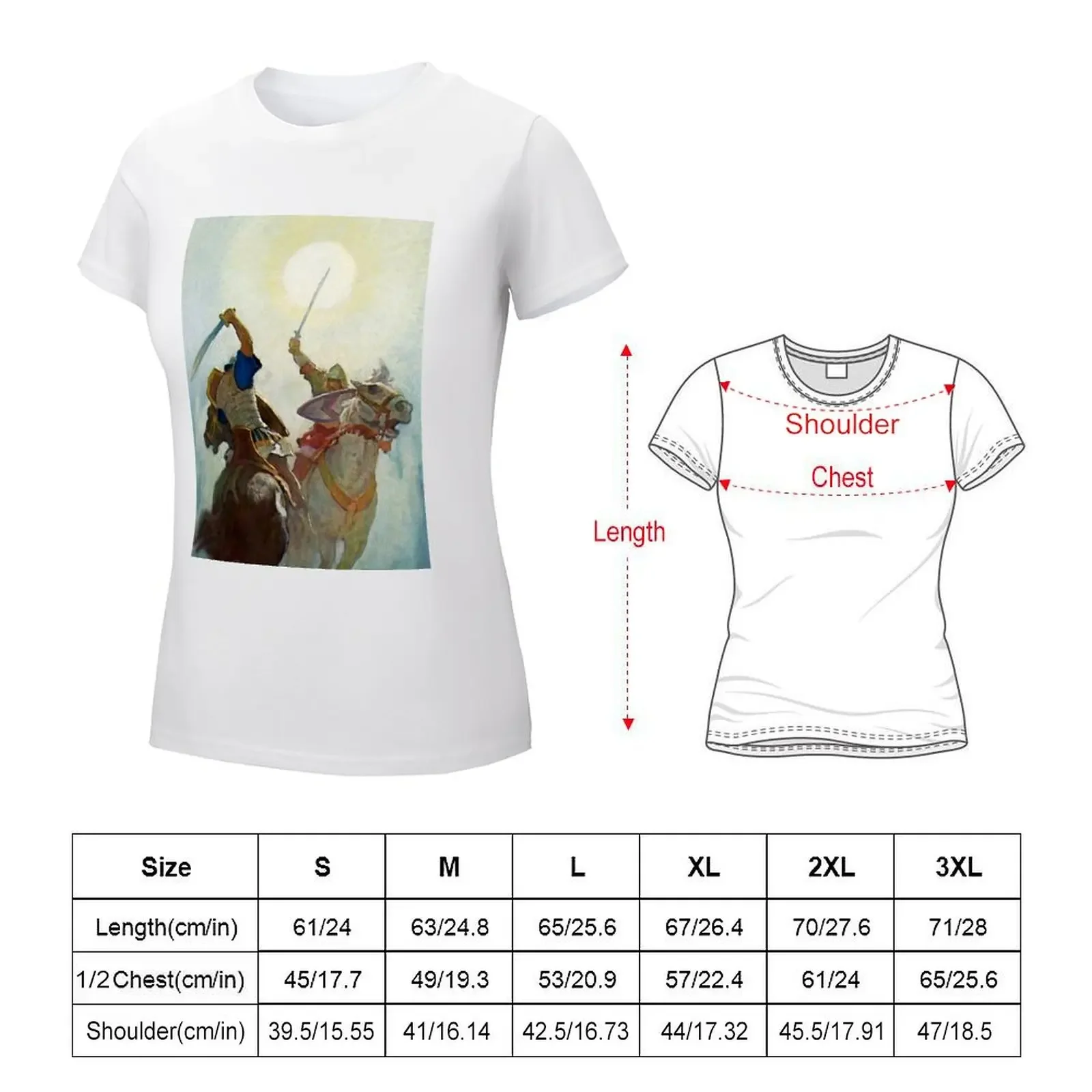 “The Sword Battle Was Fierce” by NC Wyeth T-shirt vintage clothes funny luxury designer clothing Women