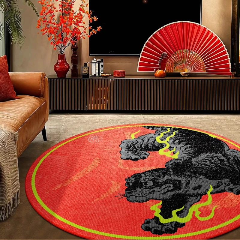 

Round Living Room Carpets Light Luxury High-end Bedroom Bedside Cloakroom Rug Tiger Large Area Coffee Table Mat Ковер Tapis 러그