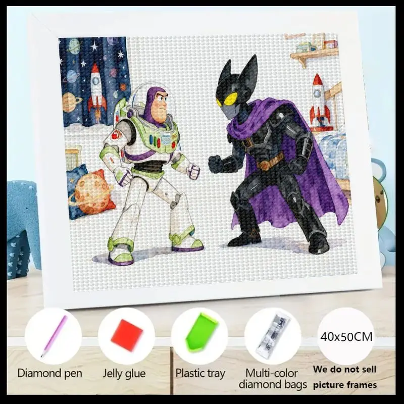 

1 шт., набор для алмазной живописи 5D, DIY Базз Лайтер и Темный Космический Лиходій, искусство персонажа из мультфильма, большой 40x50 см, круглый